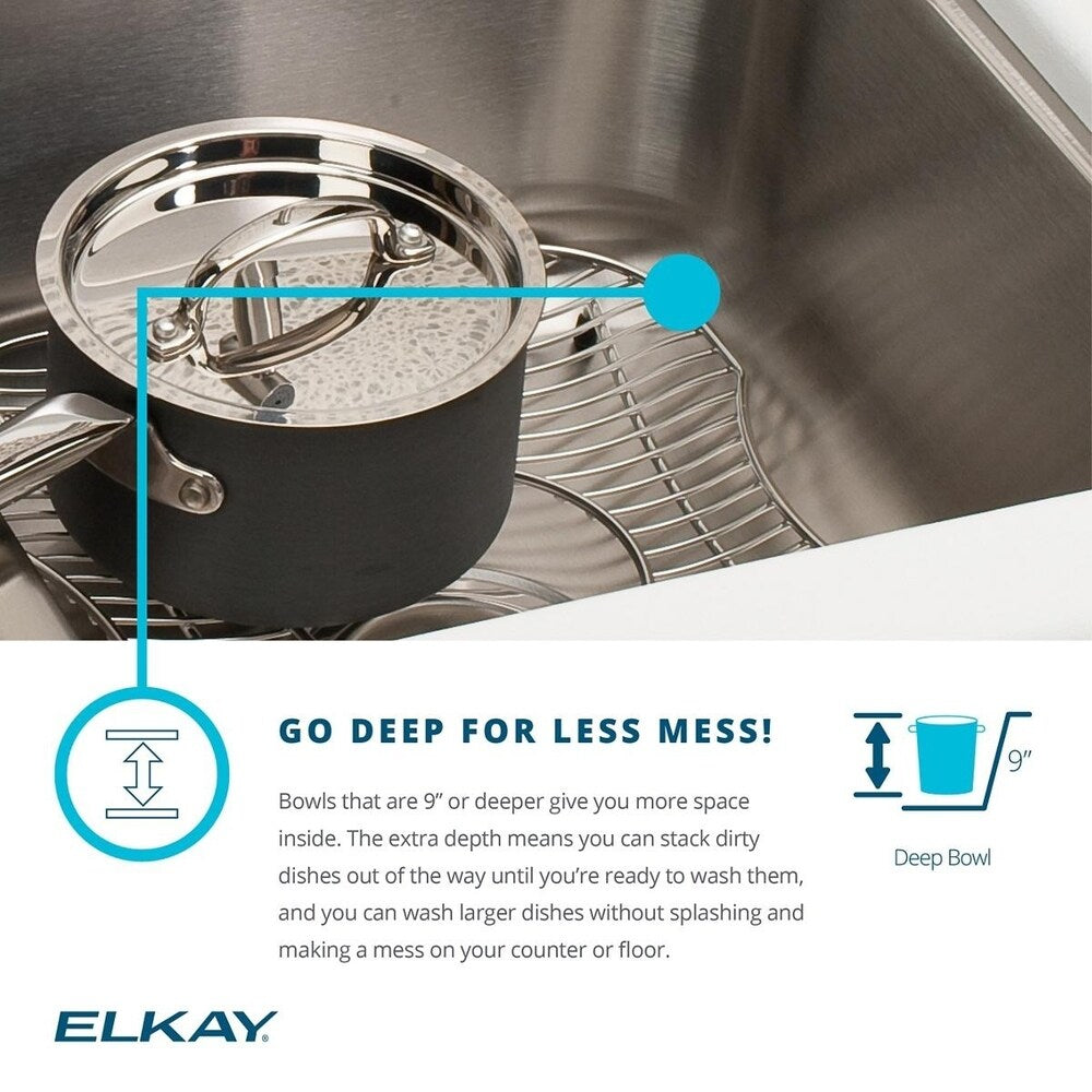 Elkay Crosstown Stainless Steel 35-7/8" x 20-1/4" x 9", Single Bowl Farmhouse Sink Kit