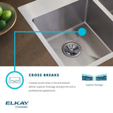 Elkay Crosstown Stainless Steel 35-7/8" x 20-1/4" x 9", Single Bowl Farmhouse Sink Kit