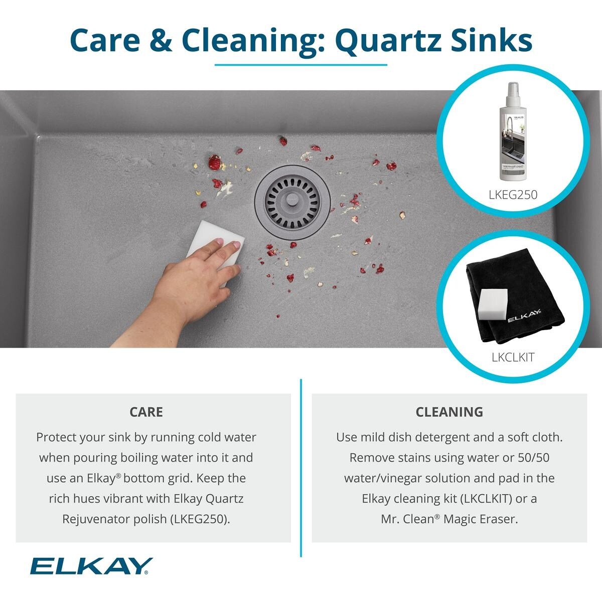 Elkay Quartz Classic 33" x 22" x 10", Offset 60/40 Double Bowl Undermount Sink Kit with Filtered Faucet with Aqua Divide, Black