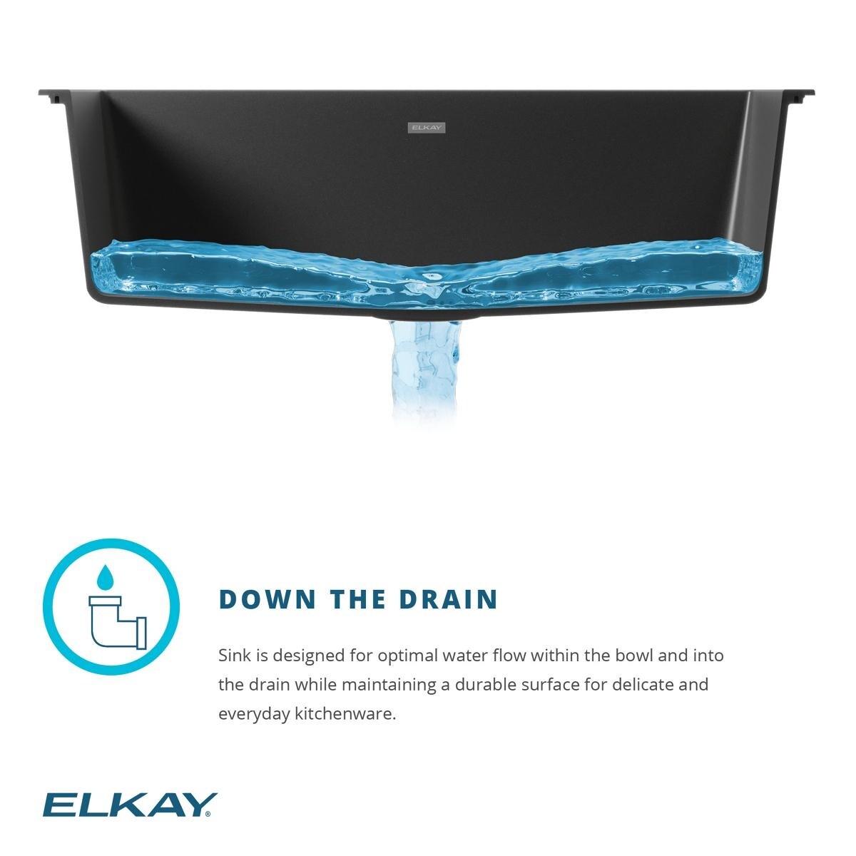 Elkay Quartz Classic 33" x 22" x 10", Offset 60/40 Double Bowl Undermount Sink Kit with Filtered Faucet with Aqua Divide, Black