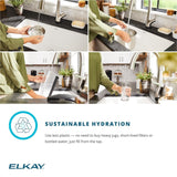 Elkay Quartz Classic 33" x 22" x 10", Offset 60/40 Double Bowl Undermount Sink Kit with Filtered Faucet with Aqua Divide, Black