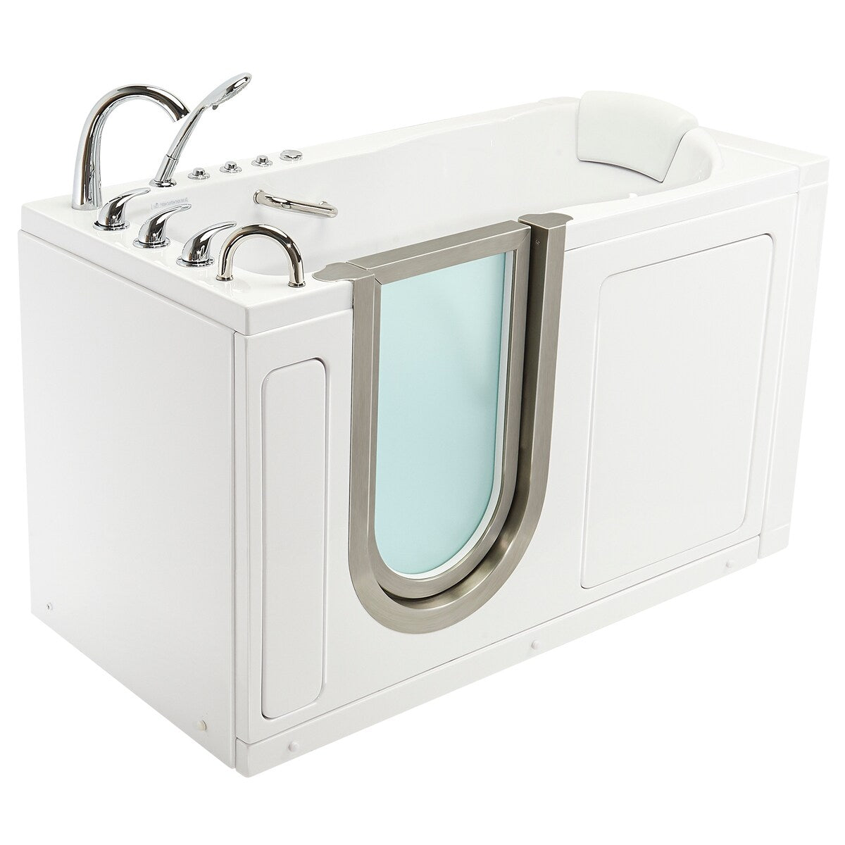Ella Deluxe 30"x55" Acrylic Air and Hydro Massage Walk-In Bathtub, Inward Swing Door, 5 Piece Fast Fill Faucet, 2" Dual Drain