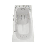 Ella Wheelchair Transfer 60 Acrylic Hydro Massage Walk-In Bathtub & Outward Swing Door, 5 Piece Fast Fill Faucet, 2" Dual Drain