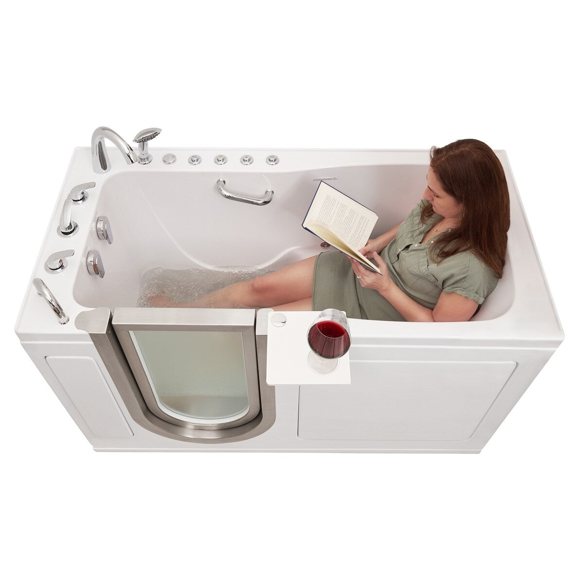 Ella Ultimate 30x60 Acrylic Air & Hydro Massage + Independent Foot Massage Walk-In-tub, 5 Piece Fast Fill Faucet, Dual Drain