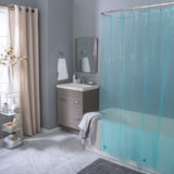 Elle Décor Pinstripe PEVA Shower Curtain Liner in Aqua