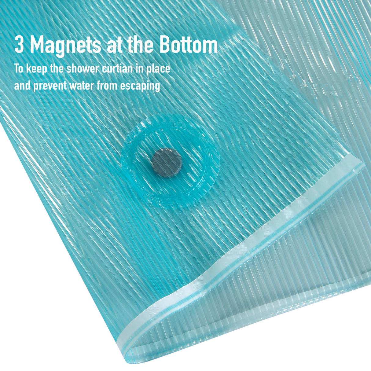 Elle Décor Pinstripe PEVA Shower Curtain Liner in Aqua
