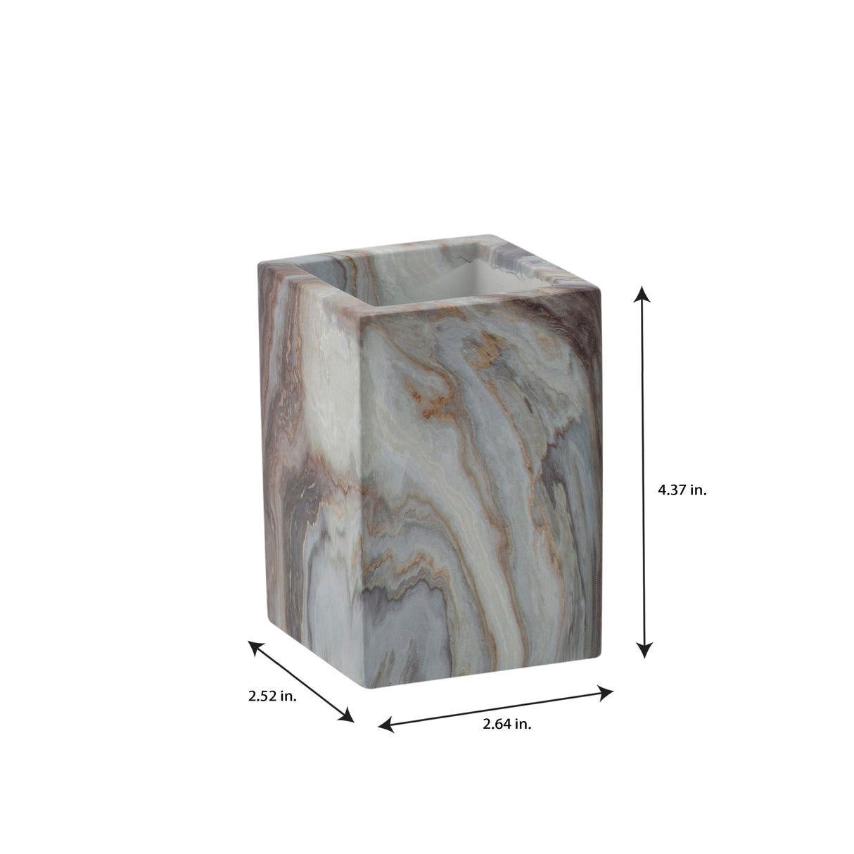 Elle Décor Square Tumbler in Agate - Grey - 2.64" x 2.52" x 4.37"