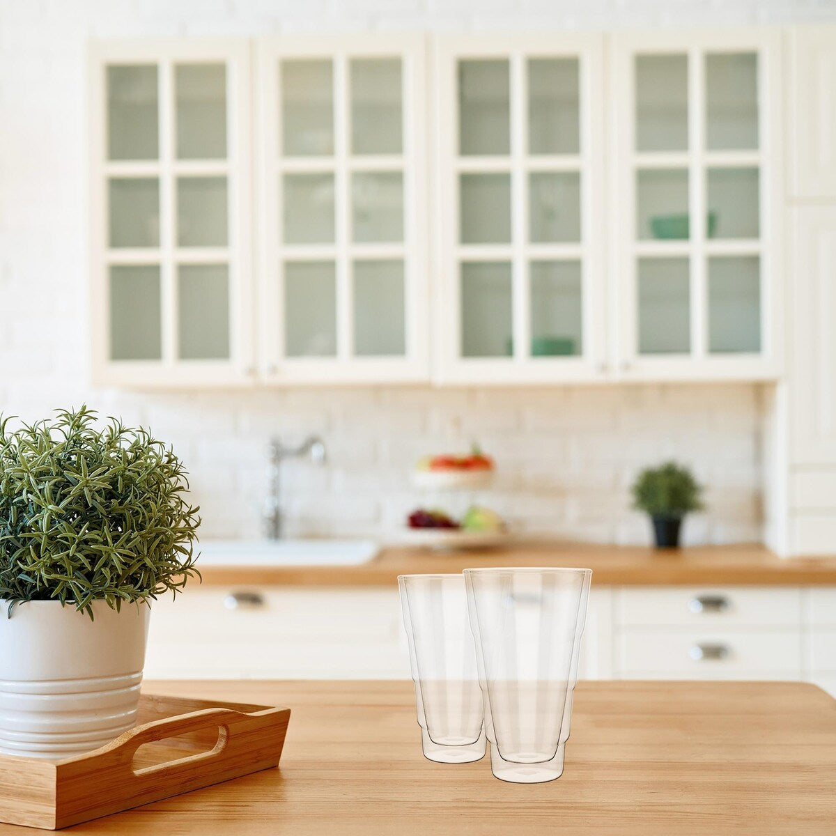 Elle Decor Double Wall Insulated Glass Tumbler Set of 2 - 14oz