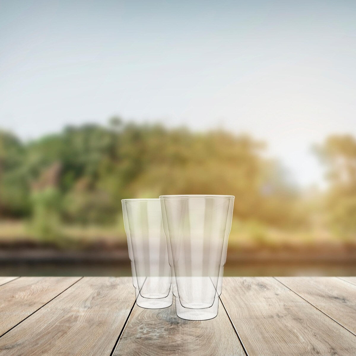 Elle Decor Double Wall Insulated Glass Tumbler Set of 2 - 14oz