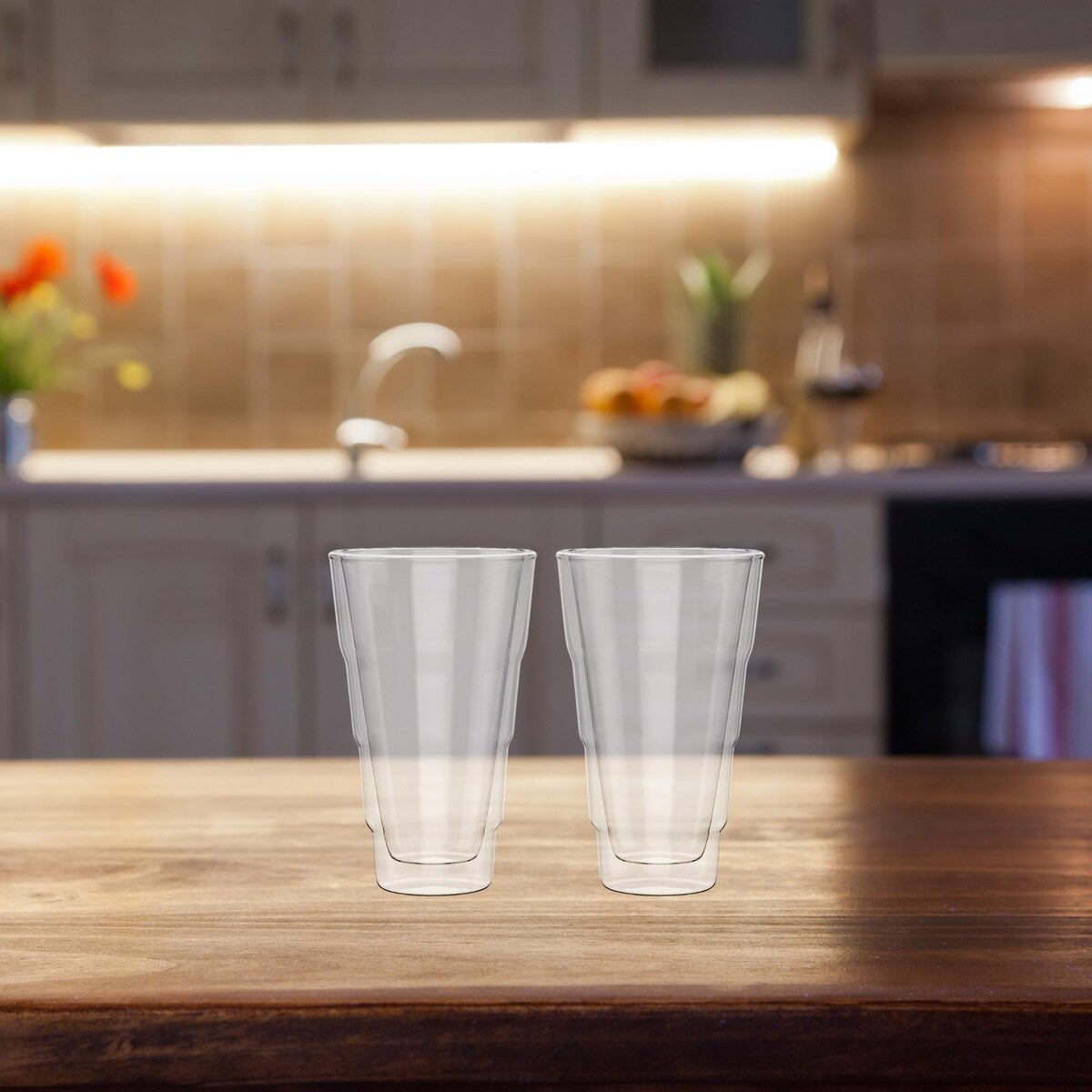 Elle Decor Double Wall Insulated Glass Tumbler Set of 2 - 14oz