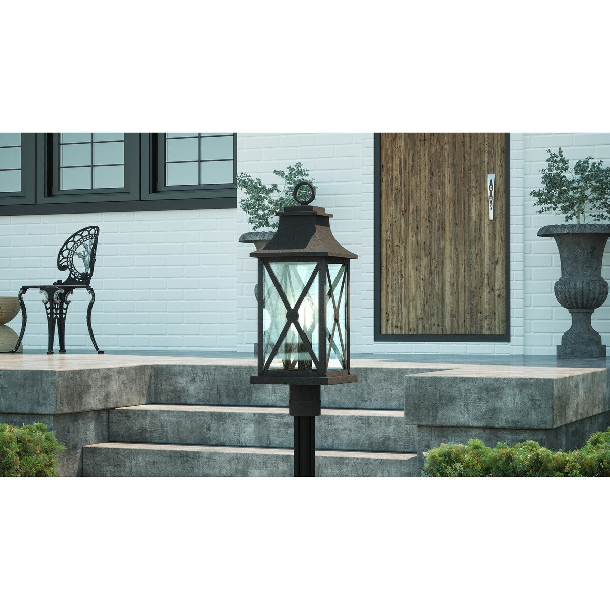 Ellerbee Outdoor Post Lantern - Mottled Black
