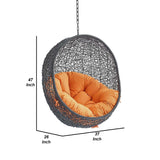 Ellie 43 Inch Patio Swing Chair, All Weather Rattan, Cushion, Orange