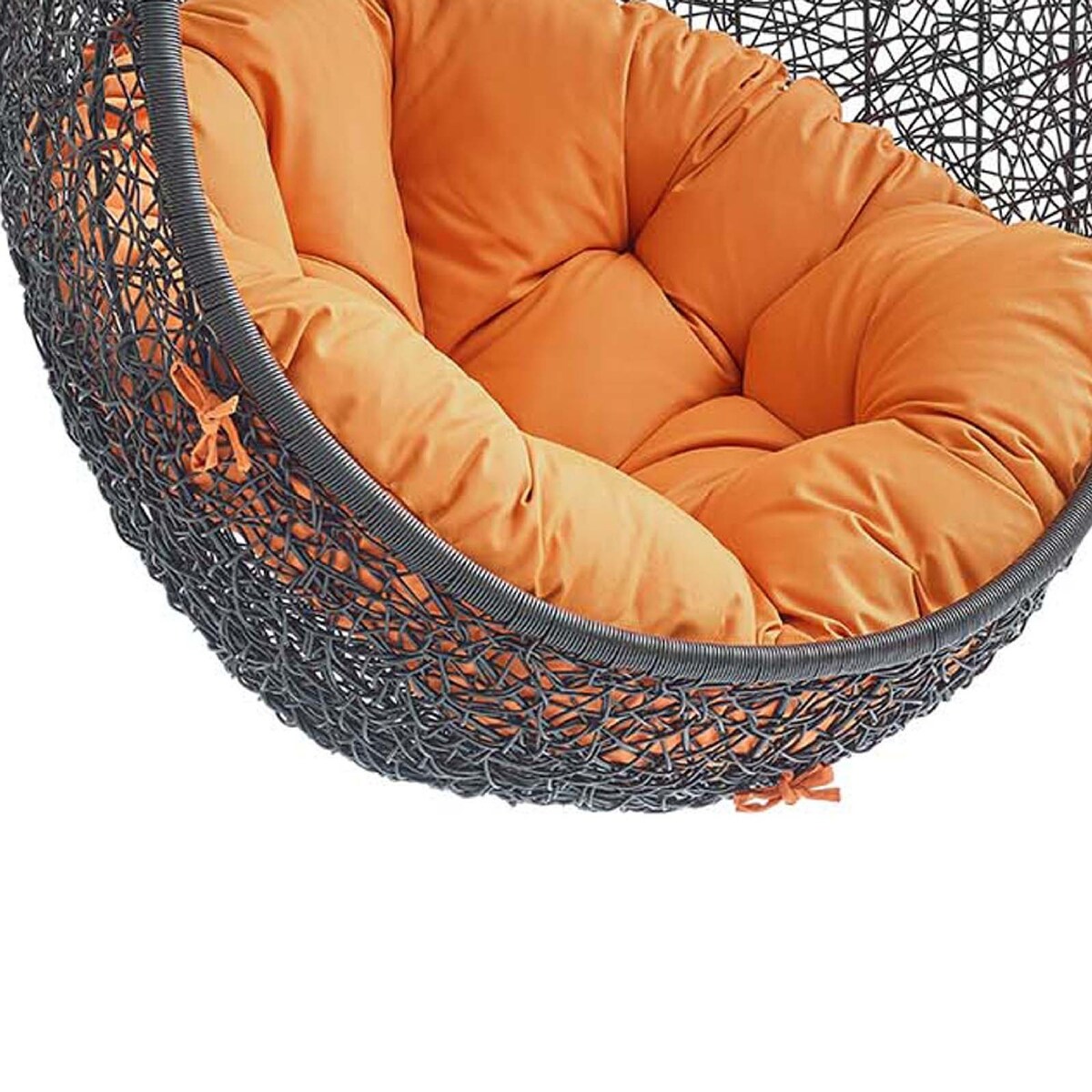 Ellie 43 Inch Patio Swing Chair, All Weather Rattan, Cushion, Orange