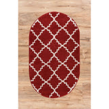 Well Woven Ellie Modern Bold Trellis Diamond Pattern Burgundy Oval Rug - 2'6" x 4'2"