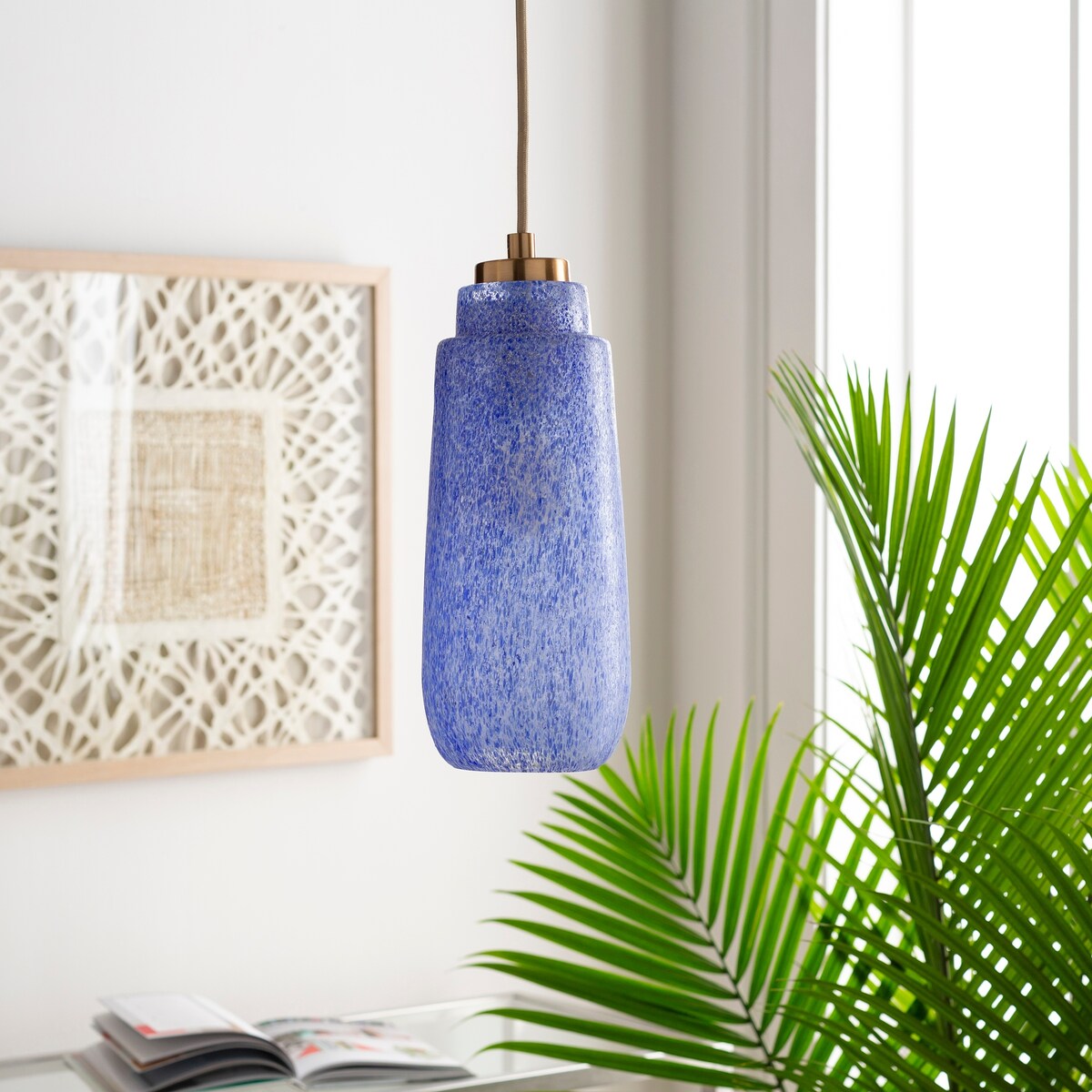 Artistic Weavers Ellington Contemporary Textured Glass 1-light Pendant - 5" x 5" x 14" - 5" x 5" x 14"