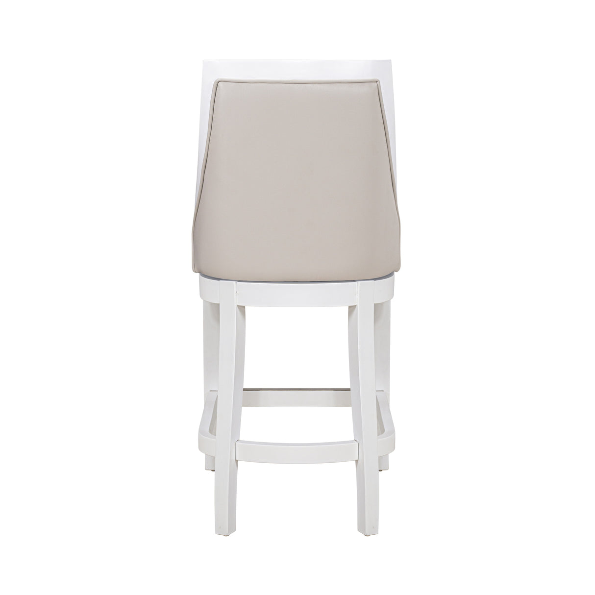 Ellis Swivel Bar Stool with High Back, White with Gray Seat