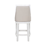 Ellis Swivel Bar Stool with High Back, White with Gray Seat