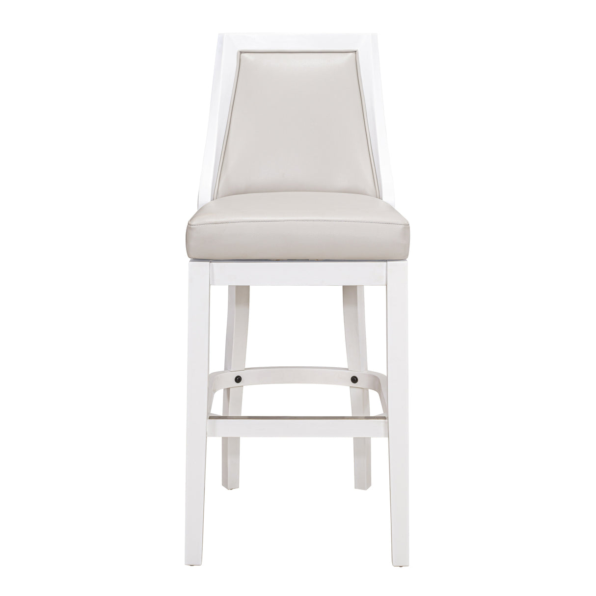 Ellis Swivel Bar Stool with High Back, White with Gray Seat