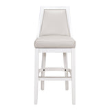 Ellis Swivel Bar Stool with High Back, White with Gray Seat