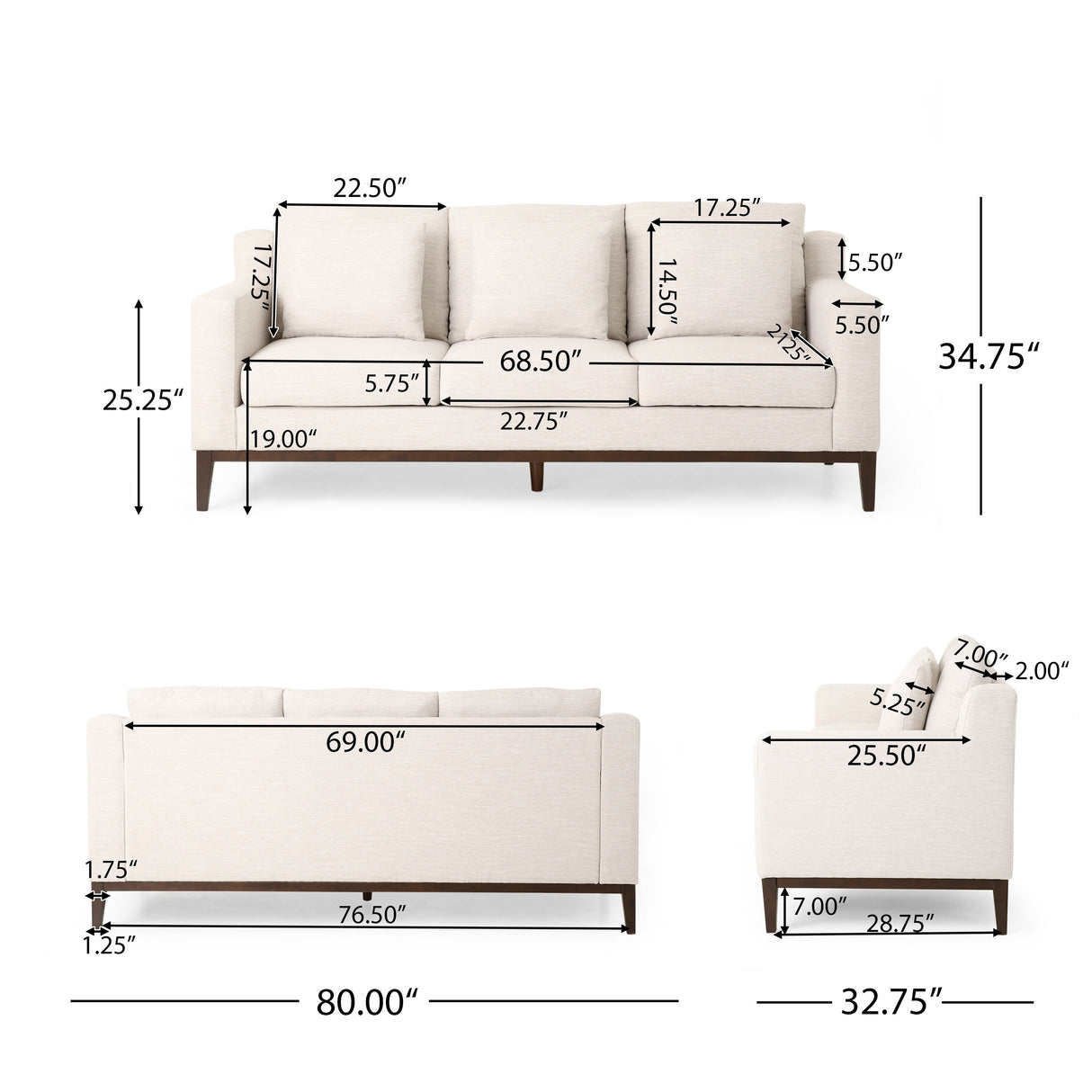 Elliston Fabric Contemporary 3-seater Sofa with Accent Pillows by Christopher Knight Home