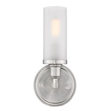 Strick & Bolton Monroe 1-light Bath Vanity in Pewter - pewter with frosted glass with clear rim accent