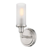 Strick & Bolton Monroe 1-light Bath Vanity in Pewter - pewter with frosted glass with clear rim accent