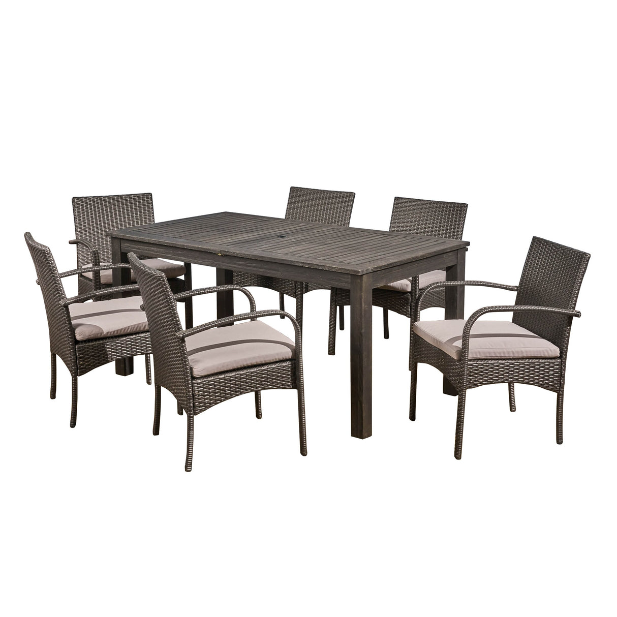 Elmar Outdoor 7 Piece Wood and Wicker Expandable Dining Set by Christopher Knight Home