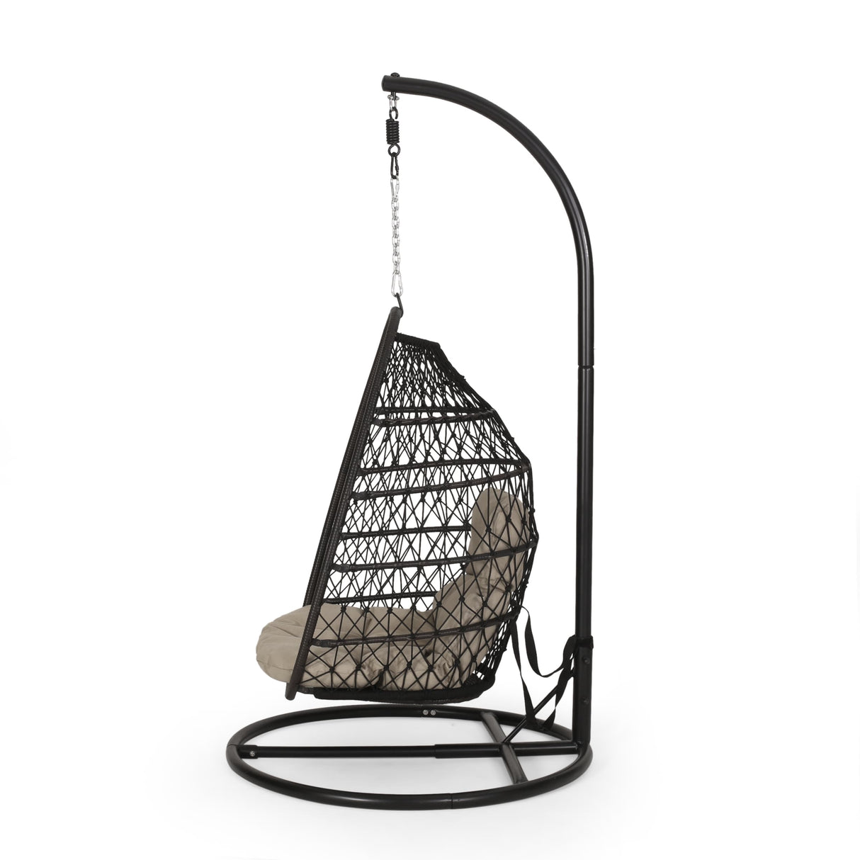 Elmcrest Outdoor Wicker and Rope Hanging Chair with Stand by Christopher Knight Home - 400 lb limit