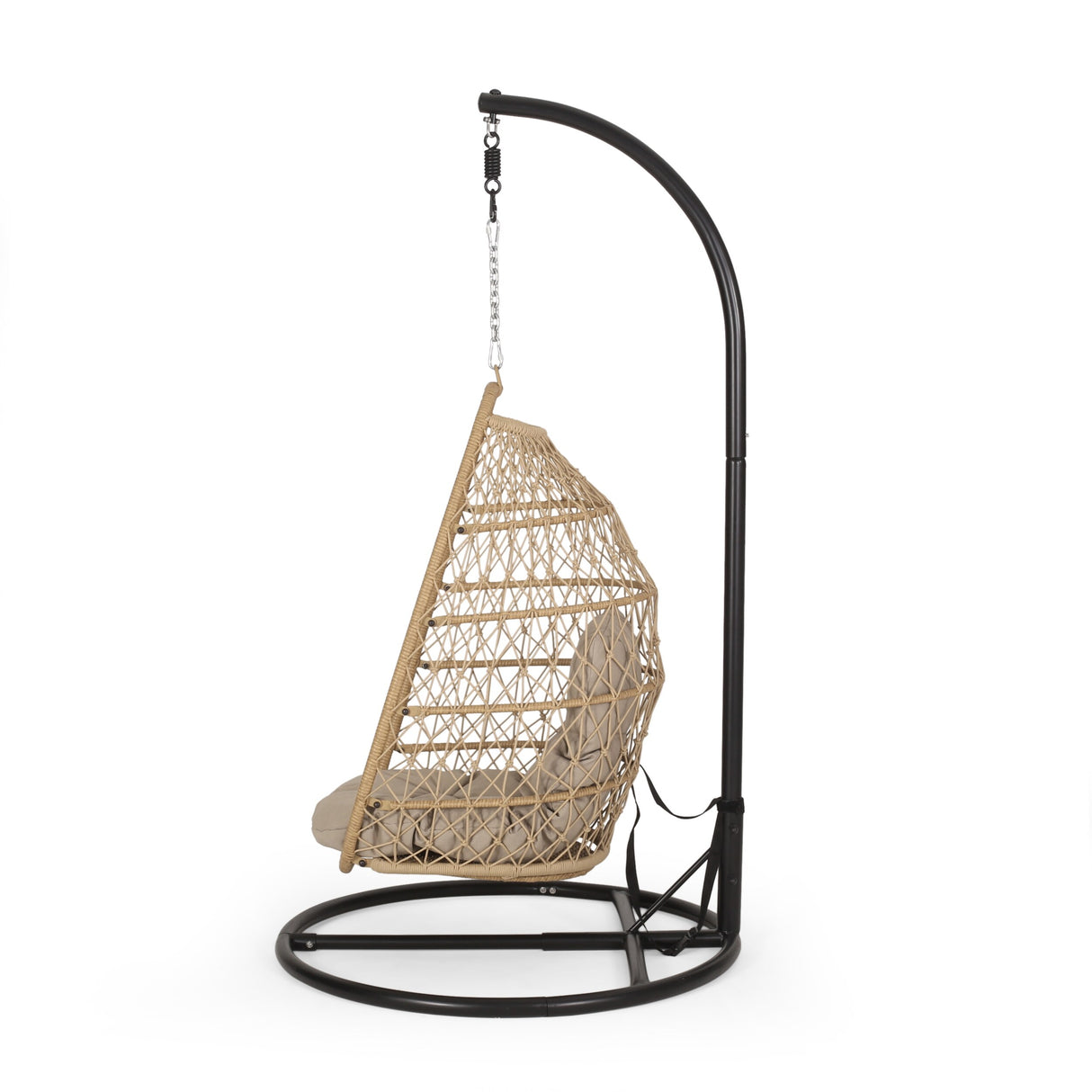 Elmcrest Outdoor Wicker and Rope Hanging Chair with Stand by Christopher Knight Home - 400 lb limit