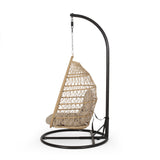 Elmcrest Outdoor Wicker and Rope Hanging Chair with Stand by Christopher Knight Home - 400 lb limit