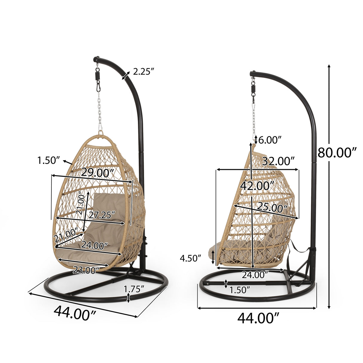 Elmcrest Outdoor Wicker and Rope Hanging Chair with Stand by Christopher Knight Home - 400 lb limit