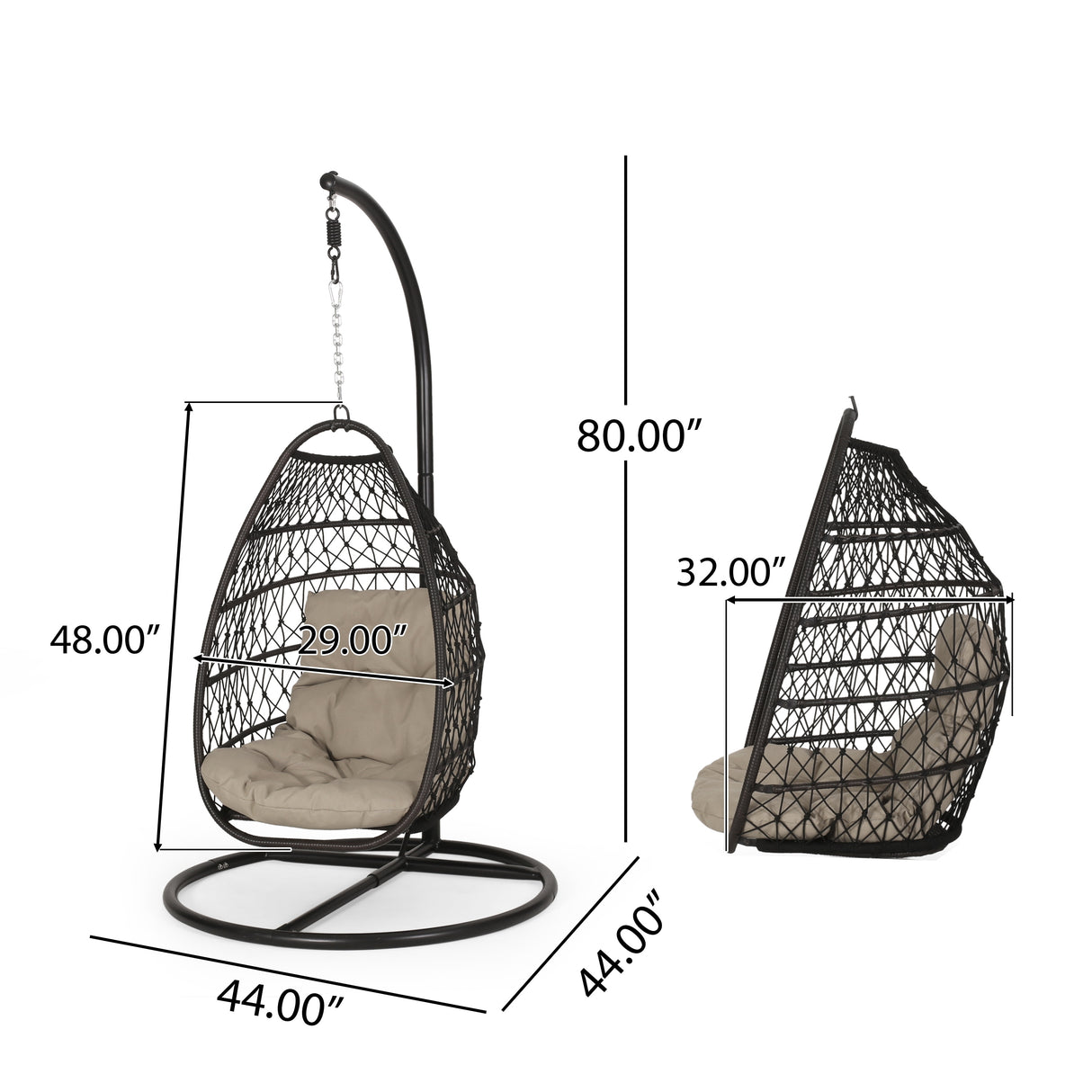 Elmcrest Outdoor Wicker and Rope Hanging Chair with Stand by Christopher Knight Home - 400 lb limit