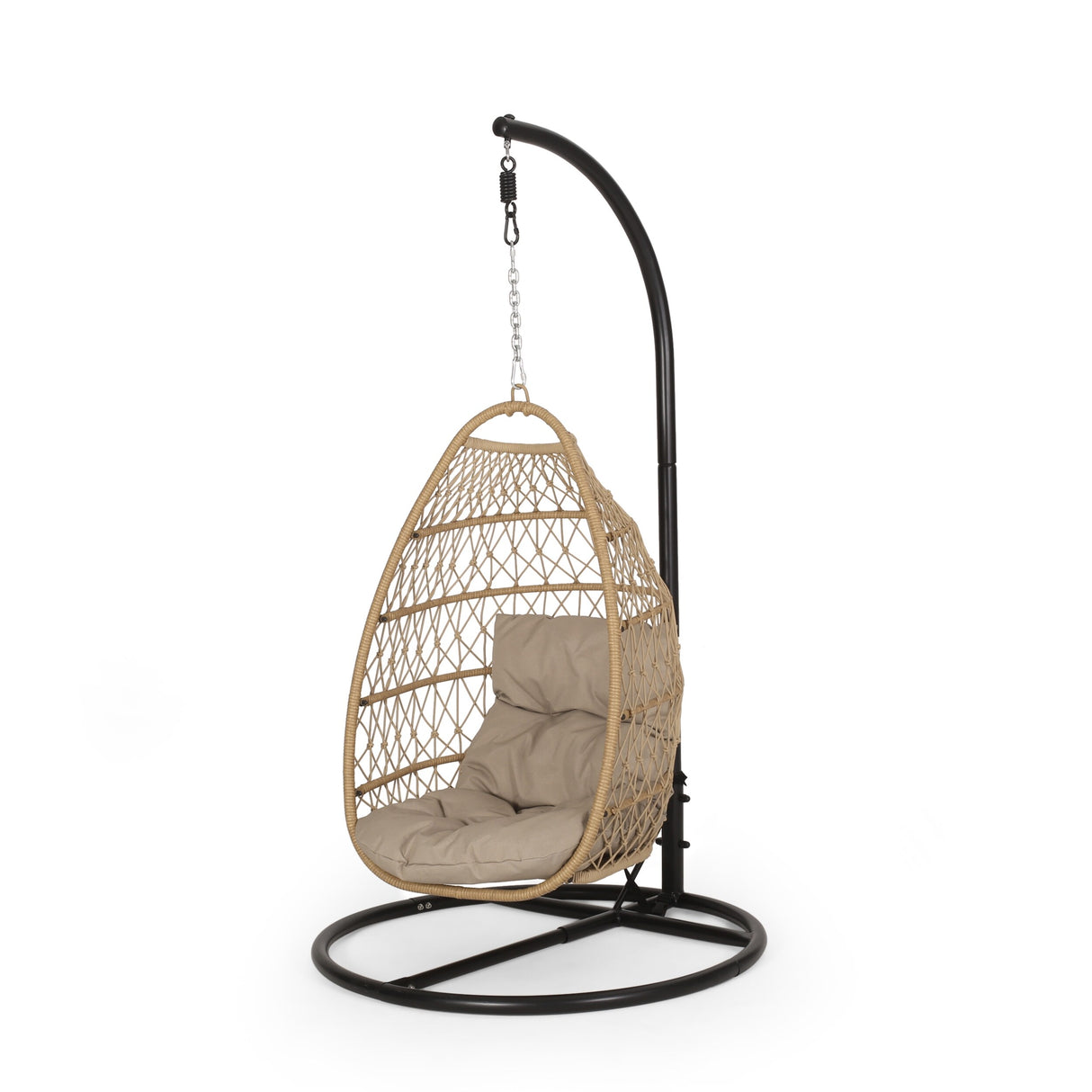 Elmcrest Outdoor Wicker and Rope Hanging Chair with Stand by Christopher Knight Home - 400 lb limit