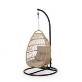 Elmcrest Outdoor Wicker and Rope Hanging Chair with Stand by Christopher Knight Home - 400 lb limit