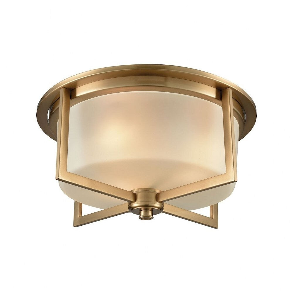 Elmfield South - Three Light Flush Mount Satin Brass Finish with