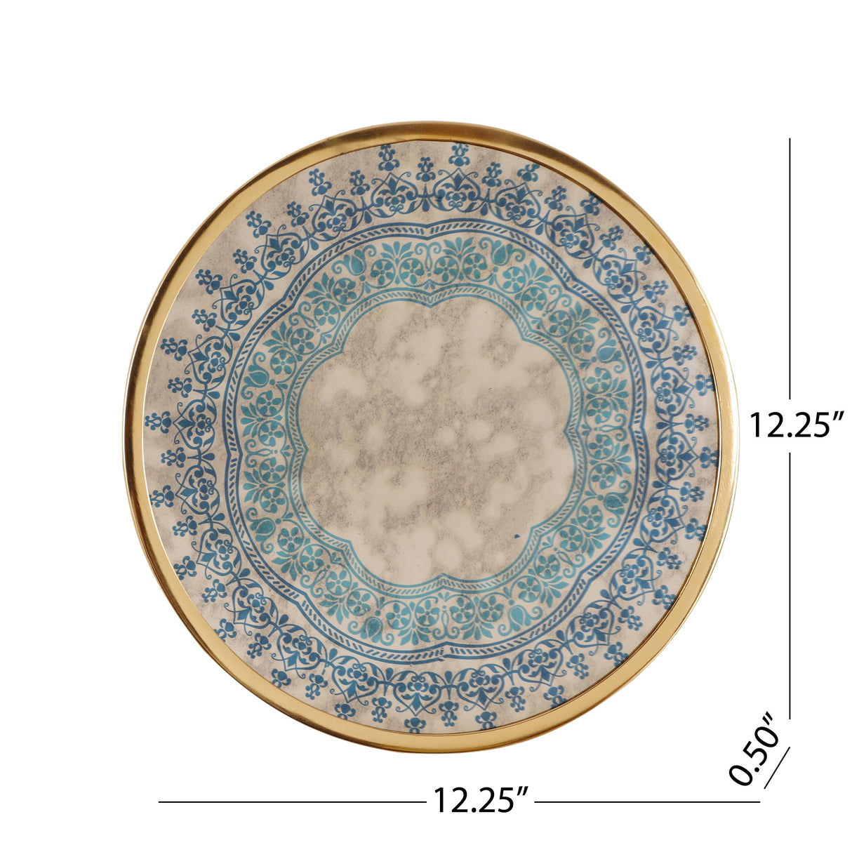 Elmira Oriental Handcrafted Round Tempered Glass Wall Accessory by Christopher Knight Home - 0.50" D x 12.25" W x 12.25" H