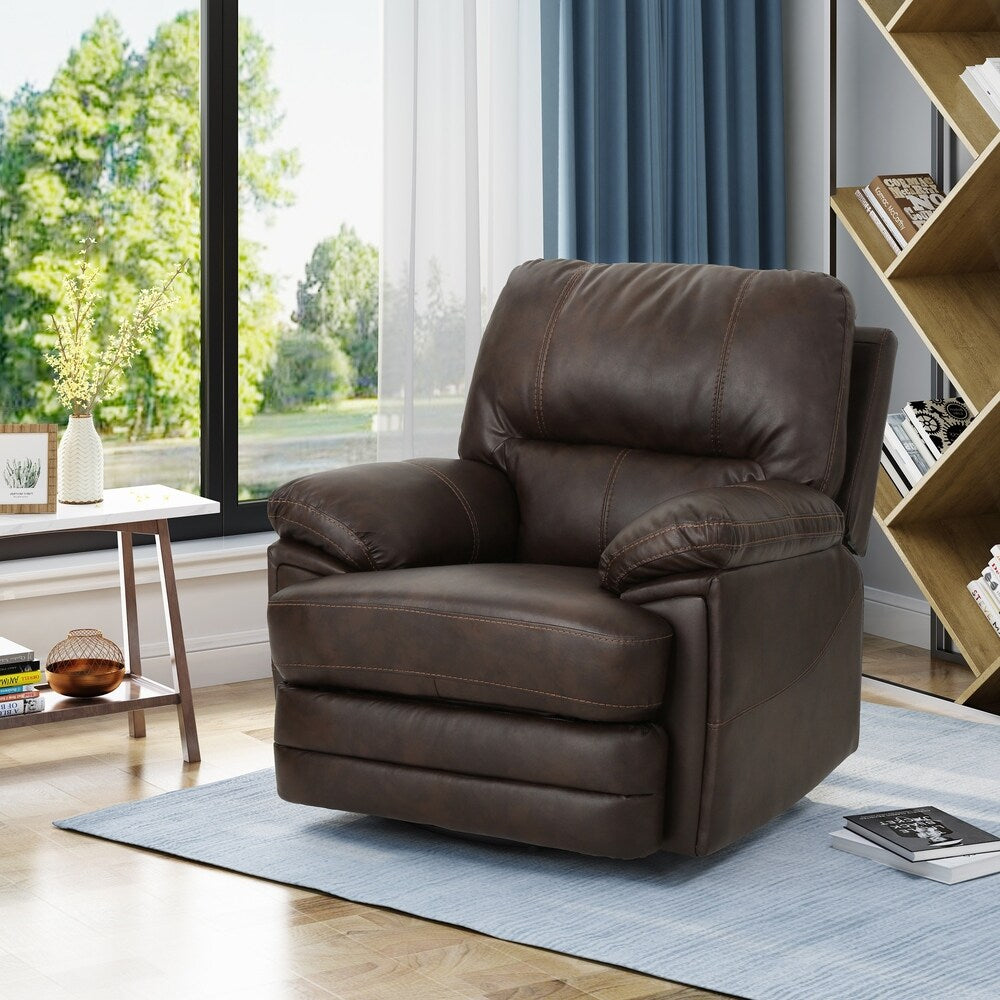 Elodie Bubba PU Faux Leather Swivel Power Recliner by Christopher Knight Home