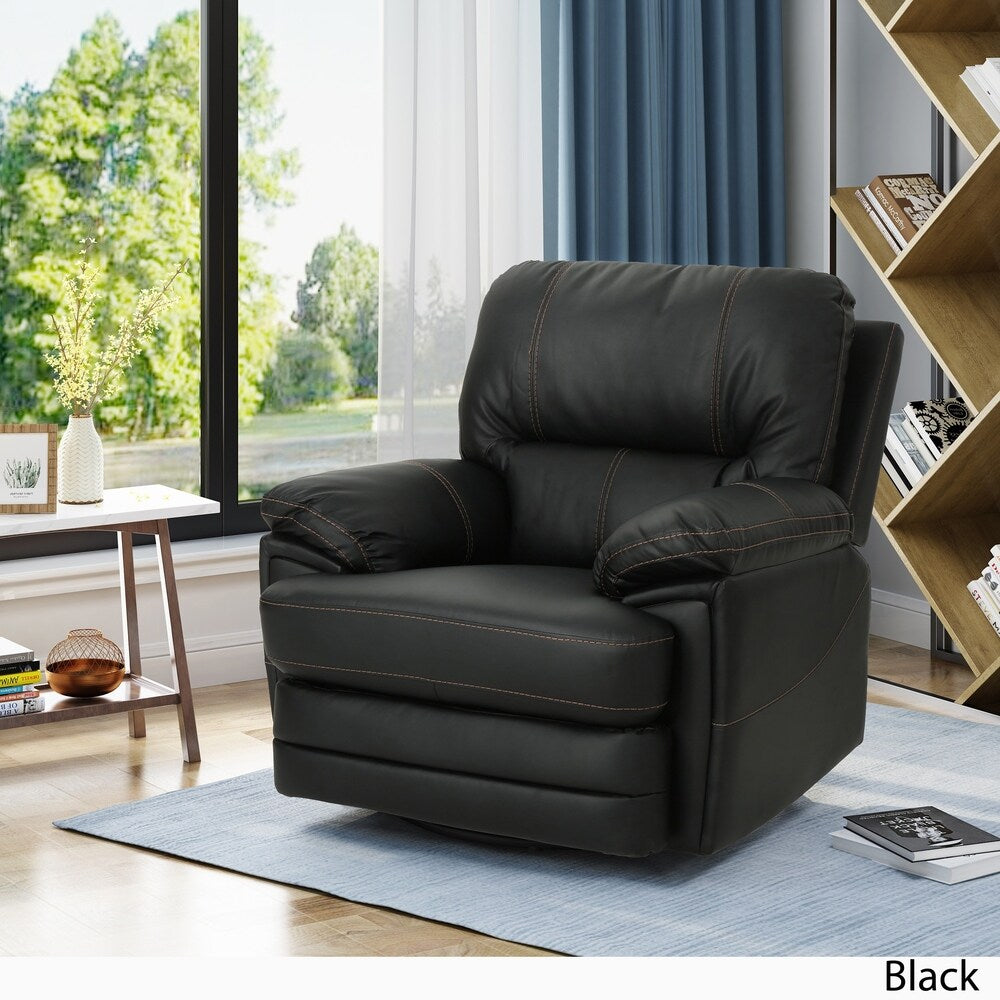 Elodie Bubba PU Faux Leather Swivel Power Recliner by Christopher Knight Home
