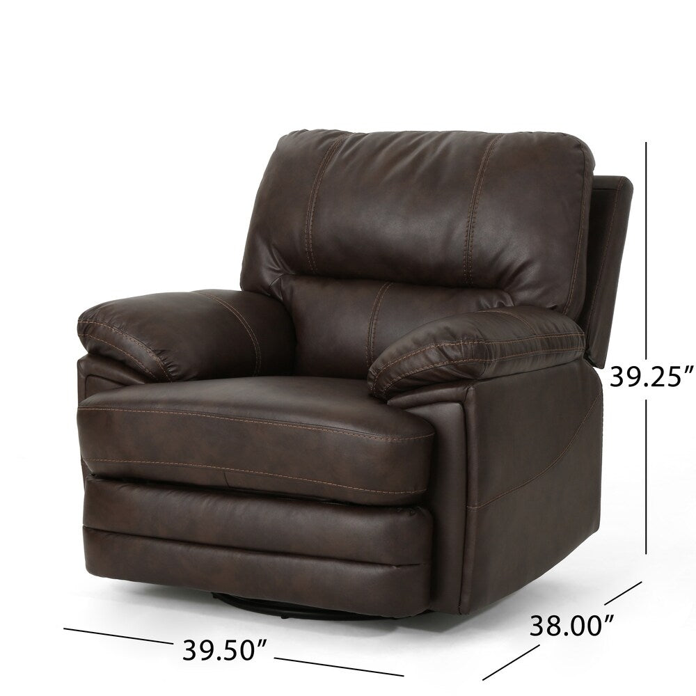 Elodie Bubba PU Faux Leather Swivel Power Recliner by Christopher Knight Home
