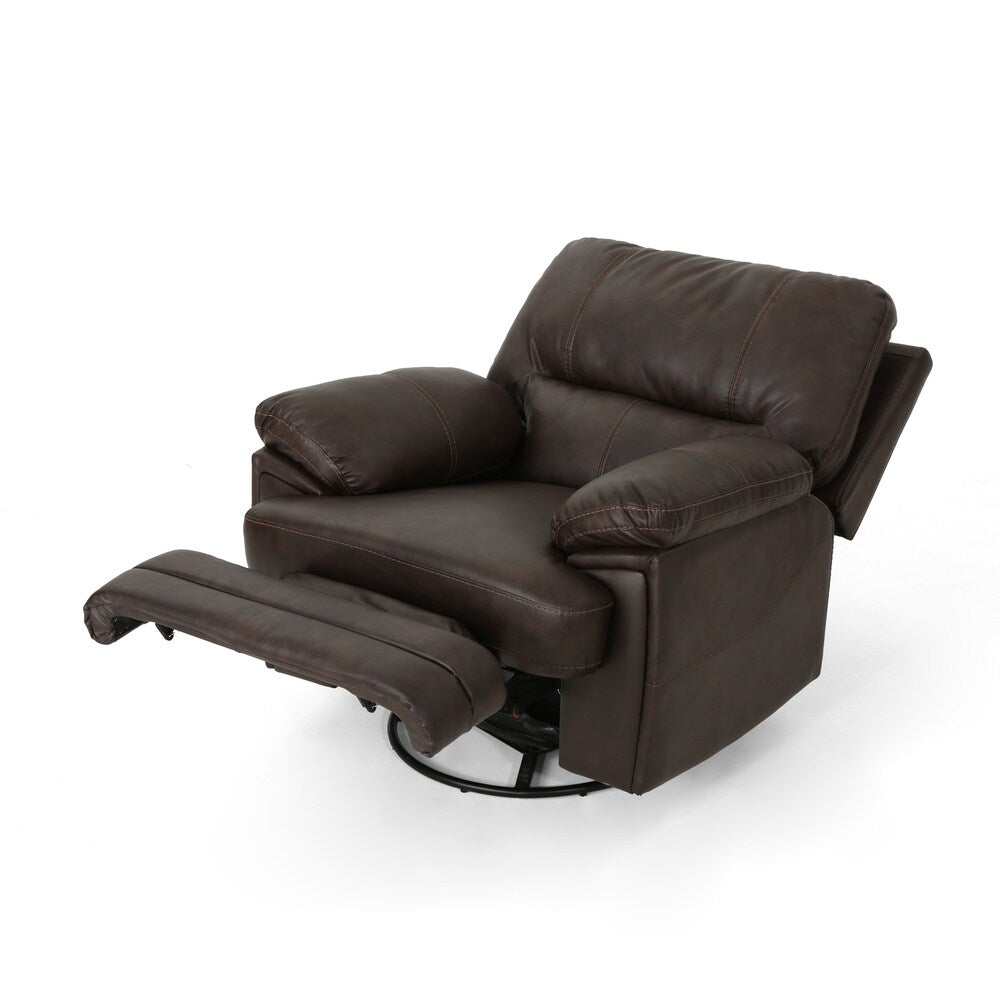 Elodie Bubba PU Faux Leather Swivel Power Recliner by Christopher Knight Home