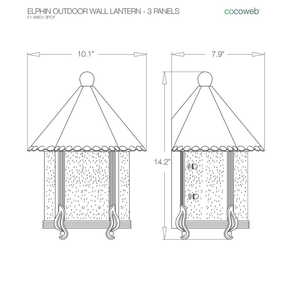 Elphin Outdoor LED Wall Lantern - 3 Panels