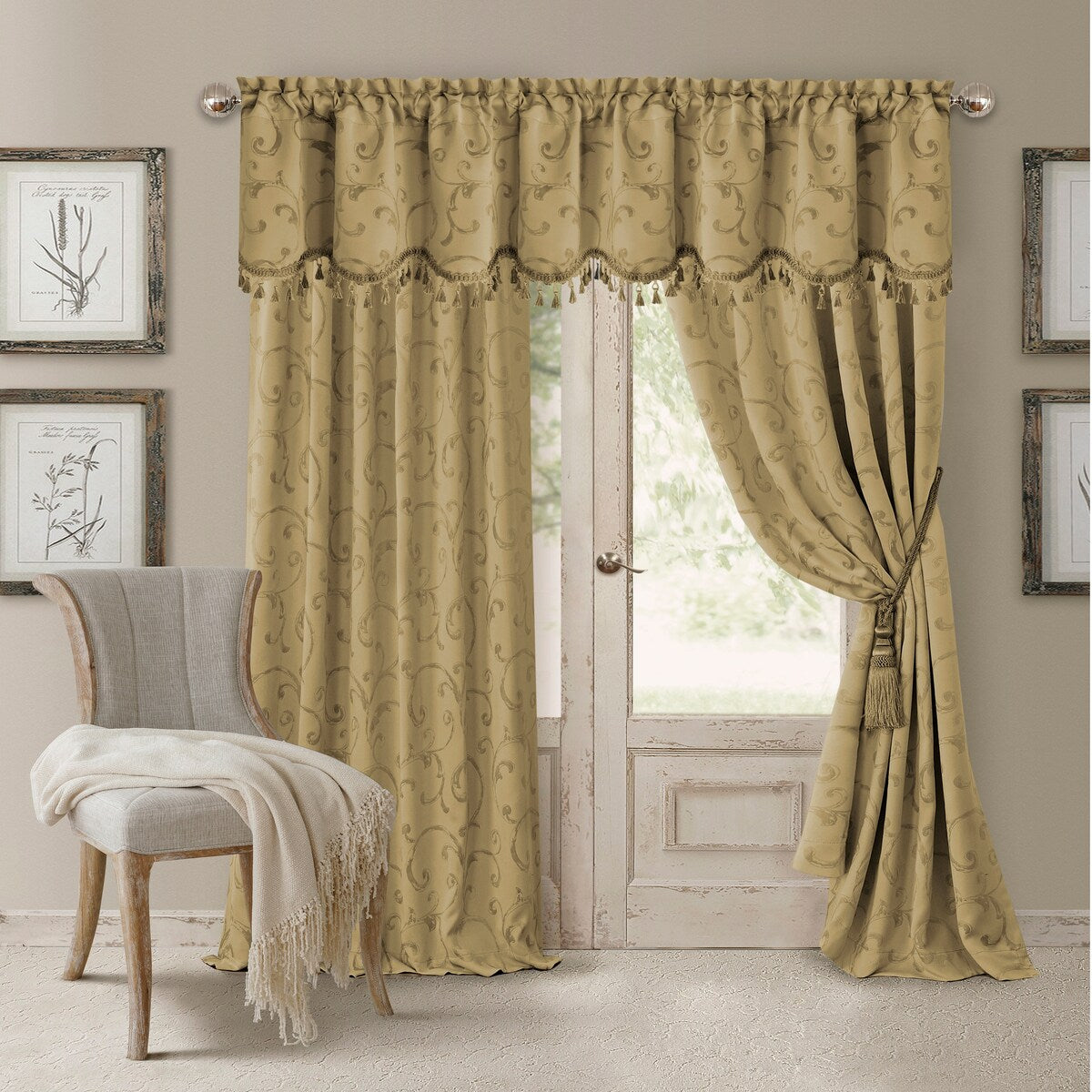 Elrene Mia Jacquard Blackout Scallop Window Valance - 52" w x 19" l