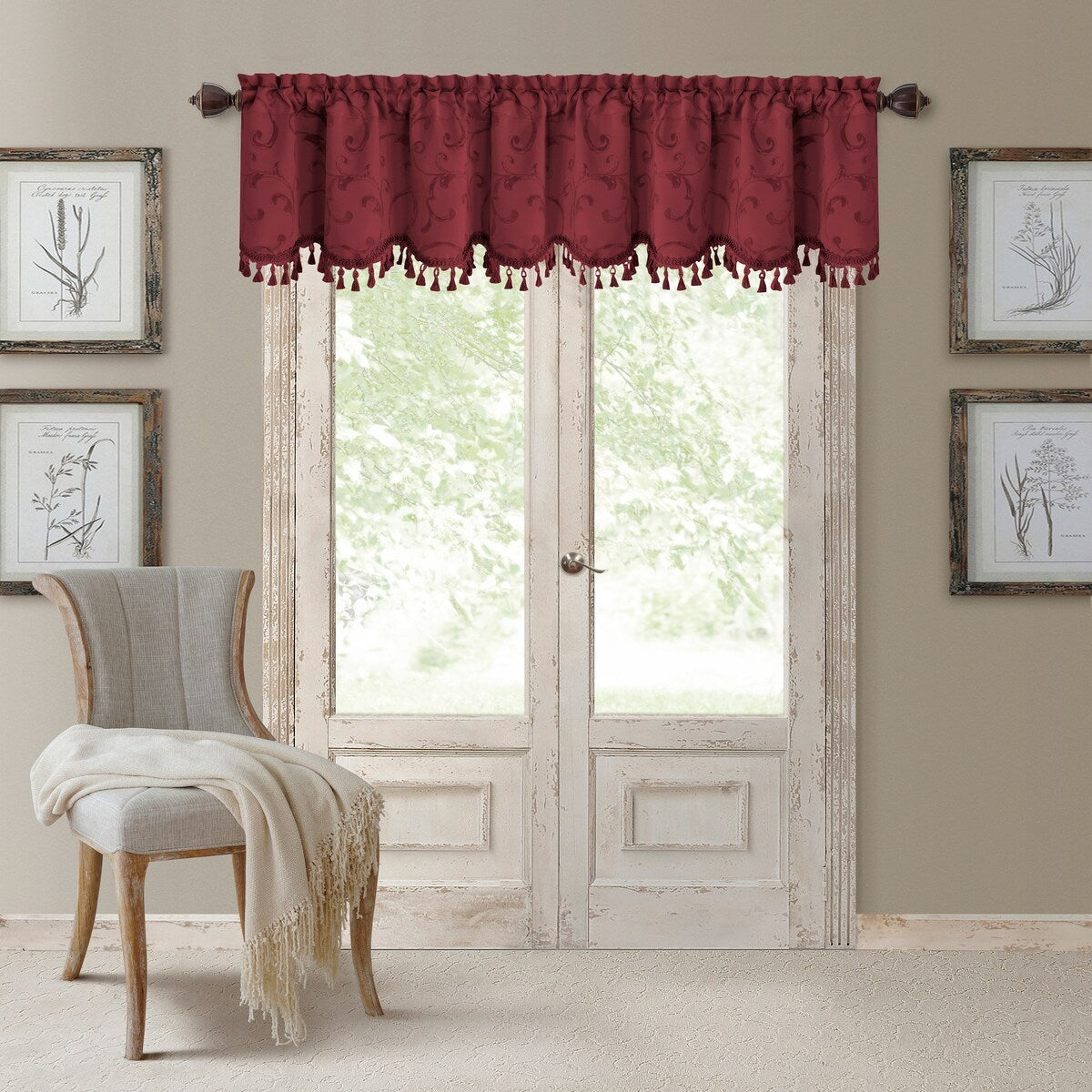 Elrene Mia Jacquard Blackout Scallop Window Valance - 52" w x 19" l