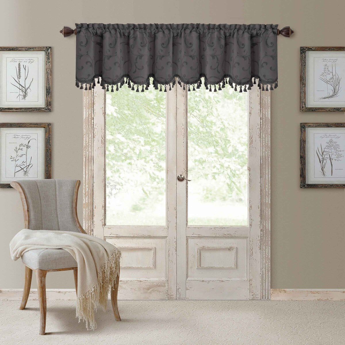 Elrene Mia Jacquard Blackout Scallop Window Valance - 52" w x 19" l