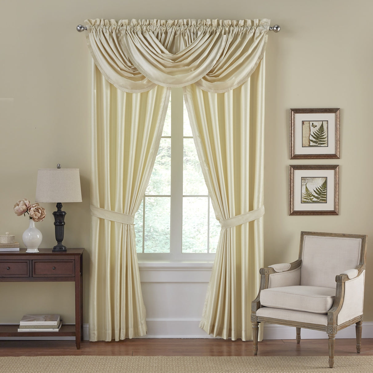 Elrene Versailles Faux Silk Waterfall Window Valance - 52" w x 36" l