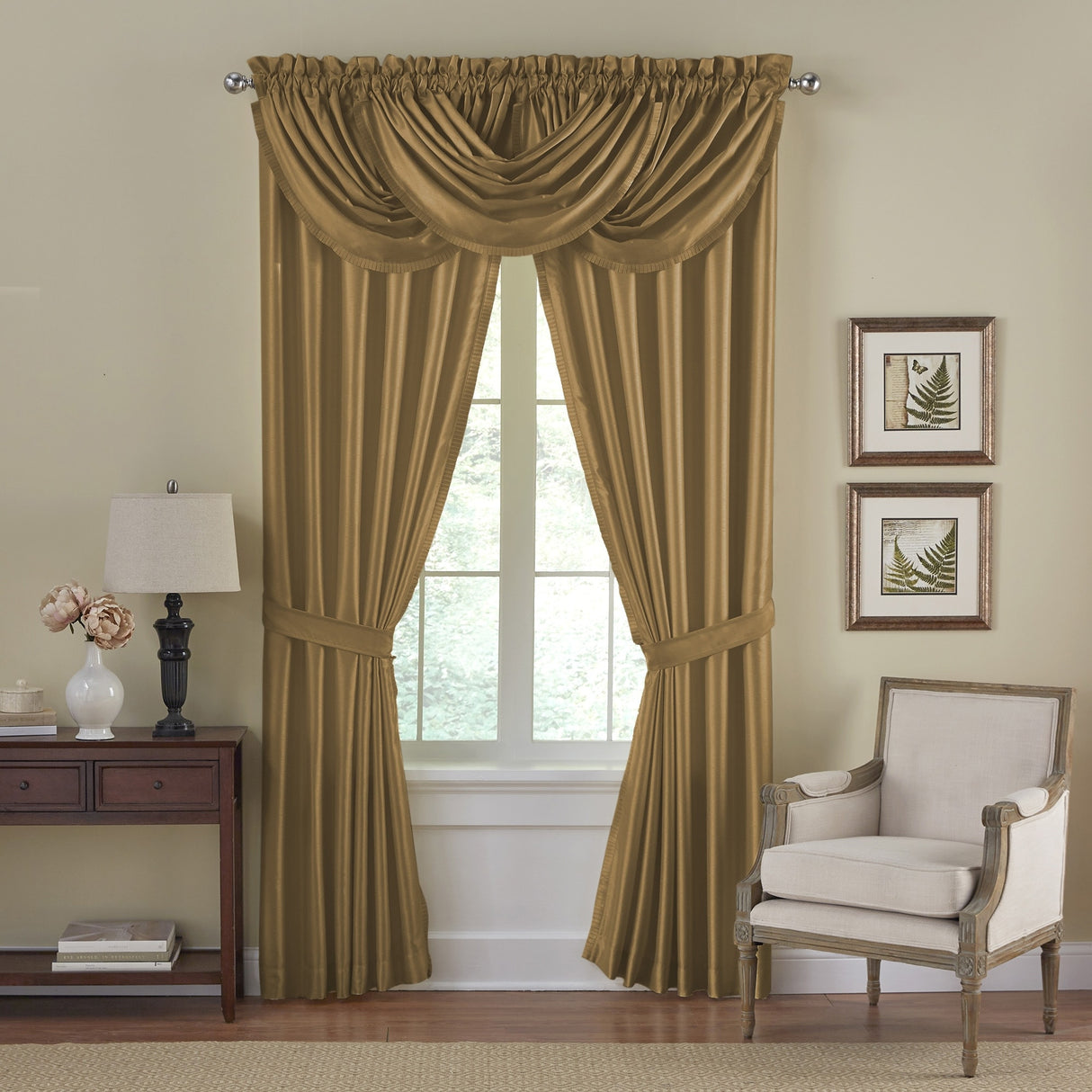 Elrene Versailles Faux Silk Waterfall Window Valance - 52" w x 36" l