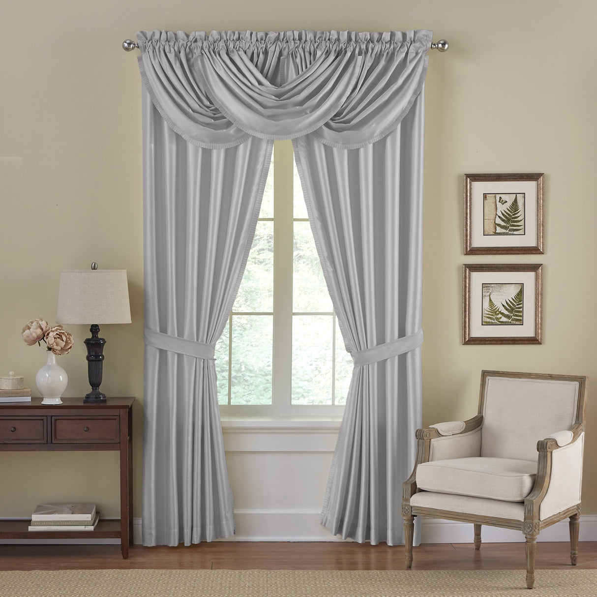 Elrene Versailles Faux Silk Waterfall Window Valance - 52" w x 36" l