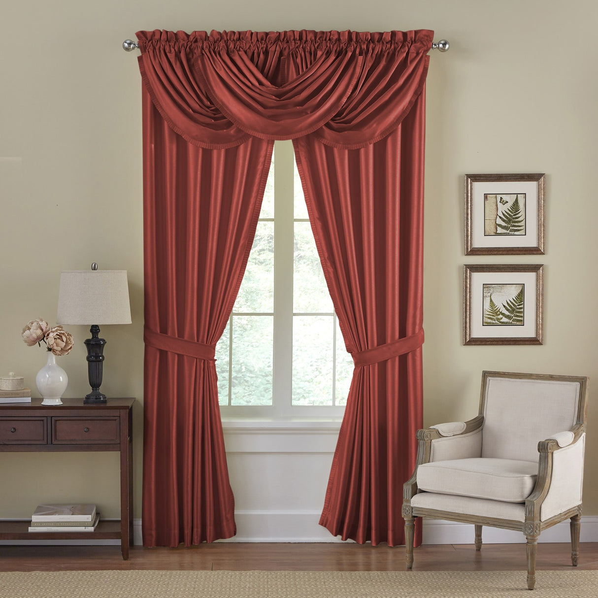 Elrene Versailles Faux Silk Waterfall Window Valance - 52" w x 36" l