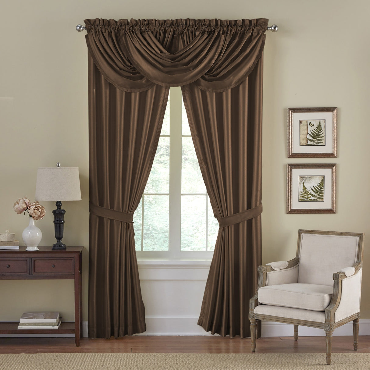 Elrene Versailles Faux Silk Waterfall Window Valance - 52" w x 36" l