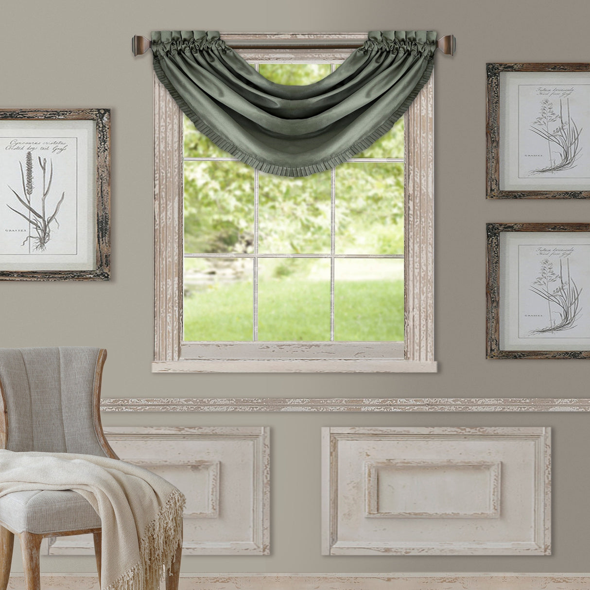 Elrene Versailles Faux Silk Waterfall Window Valance - 52" w x 36" l